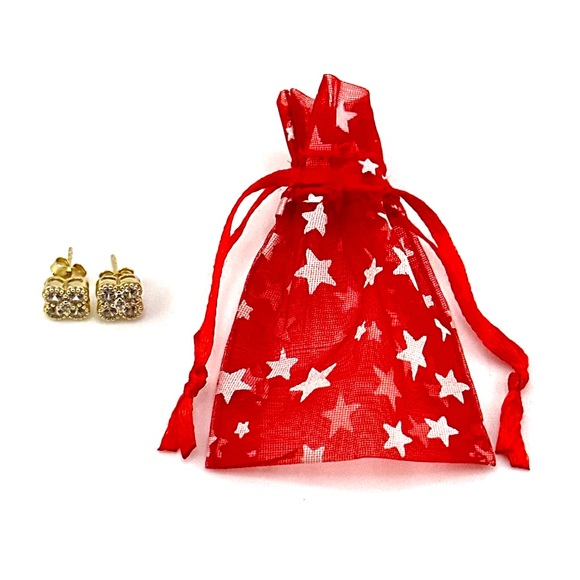 18K Gold Plated Over 925 Solid Sterling Silver Luxury Clover 4 Stud Earrings - Picture 6 of 6